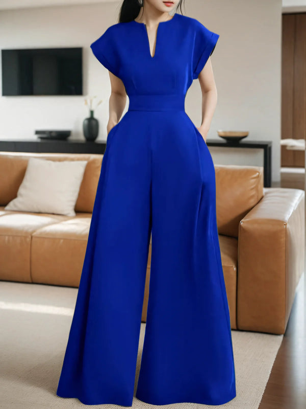 Women Party Elegant Jumpsuits Summer Spring Wide Leg Rompers Solid Color Wide Leg Playsuits Holiday Chic Sleeveless Overall