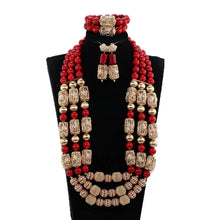 32 inches Long Orange Beads African Jewelry Set Women Bridal Party Costume Necklace Jewelry Set