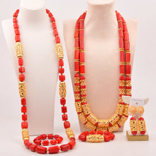 splendid orange nigeria coral beads necklace african jewelry set bridal wedding jewelry sets C21-23-01