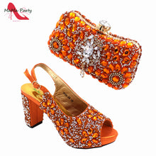 2024 Fashion New Arrivals INS Hot Sale Full Crystal Shinning Shoes and Bag Set for Dress in Red Color Sandals Christmas Party