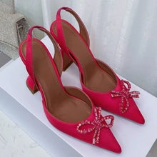 2023 New High Heels Women's Rhinestone Bow Pointy Glasses with Stilettos and Sandals Women.