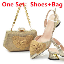 Ladies Shoe and Bag Set Latest Designers Luxury Italian Party Shoes and Bag Set for Women Rhinestone Wedding Bride Shoes Woman