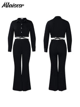 Mlaiscsr Fashion Two 2 Pieces Pants for Women’s Sets Elegant Crop Tops and Flared Trousers Matching Sportys Outfits Tracksuits
