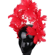 Elegant Women Wedding Hair Fascinator Accessories Headband Bridal Party Show Headwear Fancy Blue Feather Flower Hair Accessories