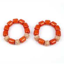 Artificial Coral Women Pendant Necklace Bracelets Earrings Suit African Wedding Jewelry Set Nigeria Bride Accessories Party Gift