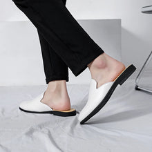 Men Half Breathable Leather Mules