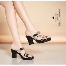 Summer High-heeled Women's Slippers 7cm Thick Heels Bright Skin Fish Mouth All-match Casual Shoes 2024 Luxury Woman Sandals