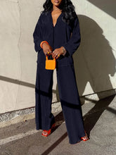 QFAF Fashion Pleated Women's Set Long Sleeve Oversized Shirt and Wide Leg Pants 2023 Elegant Tracksuit Two 2 Piece Set Outfits