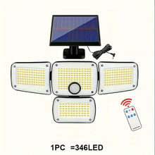 Solar Lights Outdoor 346 LED Solar Wall Lamp with Motion Sensor 3 Modes Waterproof 4 Heads Security Floodlight for Yard Garage