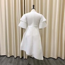 Elegant Party Dresses for Woman 2024 New O Neck Ruffles Sleeve High Waisted Asymmetric Mid Calf Luxury Birthday Dinner Vestidos