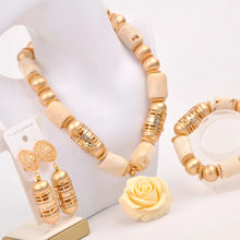 Natural coral beads orange necklace set for stylish Nigerian wedding couple African jewelry