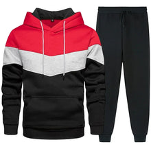 Men's Daily Casual Tricolour Hooded Sweatshirt And Pant