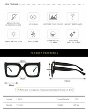 Big Oversized Square Eyeglass Frames Women Trendy Gradients Transparent Computer Optical Lenses Glasses Anti Blue Lens Eyewear