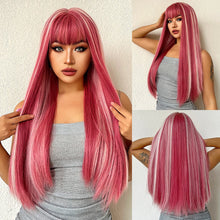 Long Black Green Mix Cospaly Wig Synthetic Hair High Quality Wig for Women Party Daily Use Heat Resistant Straight Natural Wigs
