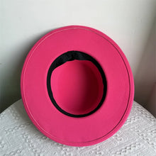 French Style Fedora Hat for Women 10CM Wide Brim Flat Top Felt Hat Winter Autumn Derby Wedding Jazz Hats