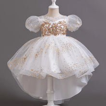Kids Lace Dress Girls Sleeveless White Dresses Summer Puffy Trailing Skirt Birthday Party Flower Girl Evening Dress