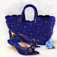 2022 Rivet Style  Women Shoes and Bag to Match in Color matching High Quality Nigerian Design Matching Shoes and Bag