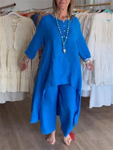 2024 Europe and the United States cross-border summer new, pure color casual long-sleeved cotton and linen suit women