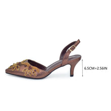 2025 New Designer Specials Italian Women Heels Shoes and Bag Set Coffee Colour Comfortable Women Pumps with Rhinestone for Party