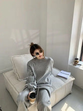 Women's Purple Sports Suit Spring And Autumn 2023 New Casual Fashion Style Loose Long Sleeve Sweater Tops Pants 2 Two Piece Set