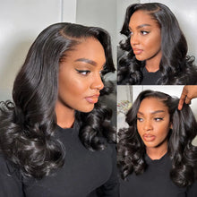 13x4 Short Body Wave Lace Frontal Bob Wig 200% Density Brazilian Remy 100% Human Hair Transparent Lace Wigs For Women 12 14 Inch