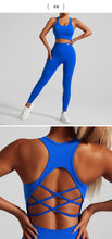 Seamless Yoga Set Two Piece Set Womens Outifits Workout Gym Set Fitness Clothing Tracksuit Backless Crop Top Leggings Sport Suit