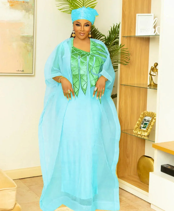 African Attire For Women Abaya Embroidery Plus Size Elegant Party Church Dress