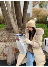 Women's Large Fur Collar Hooded Warm Thick Padded Parka Jacket