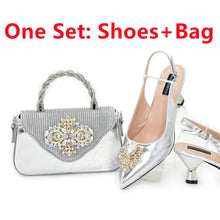 Fashion African Matching Shoes and Bags for Party Nigerian Women Nigerian Italian Shoes and Bags Set Decorated with Rhinestone