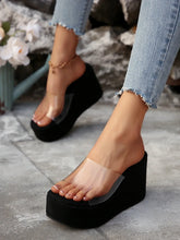 Trade Big Size New Style One-Strip Transparent Toe Exposed Platform Thick-Heeled Waterproof Platform Slippers Women's Slippers