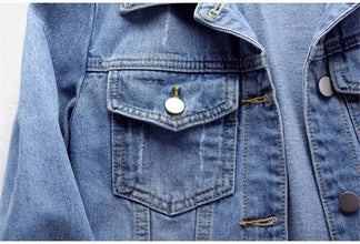 2023 Spring Autumn Women’s Denim Jacket Long Sleeve Overcoat Loose Denim Coat Button Outwear Jeans Jackets 5XL