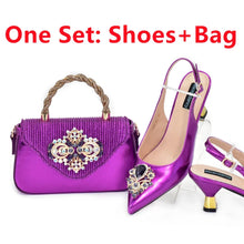 Fashion African Matching Shoes and Bags for Party Nigerian Women Nigerian Italian Shoes and Bags Set Decorated with Rhinestone