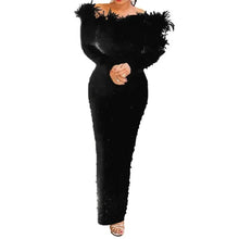 Beaded Sheath Sexy Dress Women Sexy Slash Collar Bodycon Midi Dress Solid High Waist Trend Off Shoulder Sheath Party Dresses