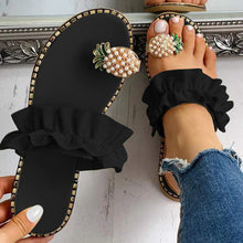 2022 Women Slipper Pineapple Pearl Flat Toe Bohemian Summer Beach Sandals Ladies Shoes plus size Mujer Verano