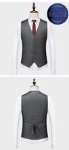 High-end Brand Classic Blue or Gray Plaid Men's Casual Business Suit Retro Official Suit Groom Wedding Dress Jacket Vest Pants