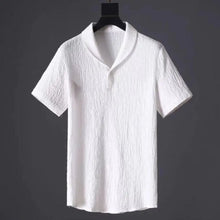 2Pcs/Set Summer Men's Suit Elastic Waistband Pleated Casual Outfit Men Business Short Sleeve Shirts Long Pants Set Male Clothing