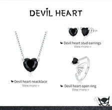 WOSTU Classic 100% 925 Sterling Silver Devil Heart Ear Studs Earrings Exquisite Black Zircon Earrings Fine Anniversary Jewelry