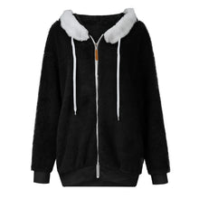 Women's Winter Fashionable Hooded Fleece Solid Color Jacket