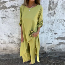 Casual Pants Set Women Loose Irregular O-neck Half Sleeves Pullover  Wide Leg Pants Sets Female Spring Summer Stylish Suit Lady