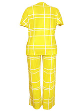 Spring Autumn New Women's Fashion Elements Striped Grid Printed Casual Round Neck Large Comfortable Two Piece Set