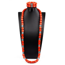 32 inches Long Orange Beads African Jewelry Set Women Bridal Party Costume Necklace Jewelry Set