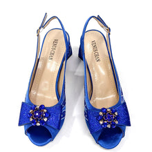 Venus Chan-Italian Shoes and Bags Matching Set for Women Bow Rhinestones Peep Toe High Heels Purple Color Nigerian Party 2024