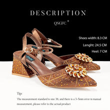 QSGFC High-end Women's Shoes with Diamond Oval Stand Bag Popular in Nigeria Women's High Heels for Special Day