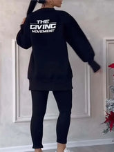 Women's Casual Sweatshirt Sports Set Autumn Winter Fashion Solid Loose Irregular Sweatshirt Top And Slim Trouser Two Piece Sets