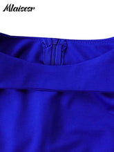 Mlaiscsr Blue Summer African Dresses for Women Clothing Ruffles Wrap Hip O Neck Short Sleeve Pencil Dress Evening Clubwear 2025