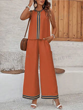 2024 Summer Women's Sleeveless Top And Long Pants Set Fashion Ladies Short Tank Top Daily Casual Ladies Long Wide Leg Pants