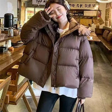 Short Parkas Women Streetwear Cropped Down Coat Korean Sweet Puffer Jacket Winter Solid Casual All Match Cotton Padded Outwear