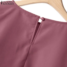 ZANZEA 2PCS Women Summer Pant Sets Casual Solid Work Outfits 3/4 Sleeve Blouse Wide Leg Trousers Suit 2025 Fashion Matching Sets