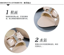 Summer Female Sandals Women Slippers Sexy Open Toe Fish Mouth Slippers  Ladies Rhinestone Bowknot Slides Shoes Plus Size 42
