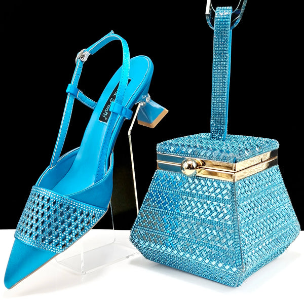 Fashionable Women's Rhinestone-encrusted Party Shoes And Special bag